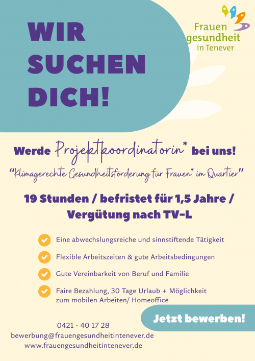 Stellenausschreibung Projektkoordinatorin
